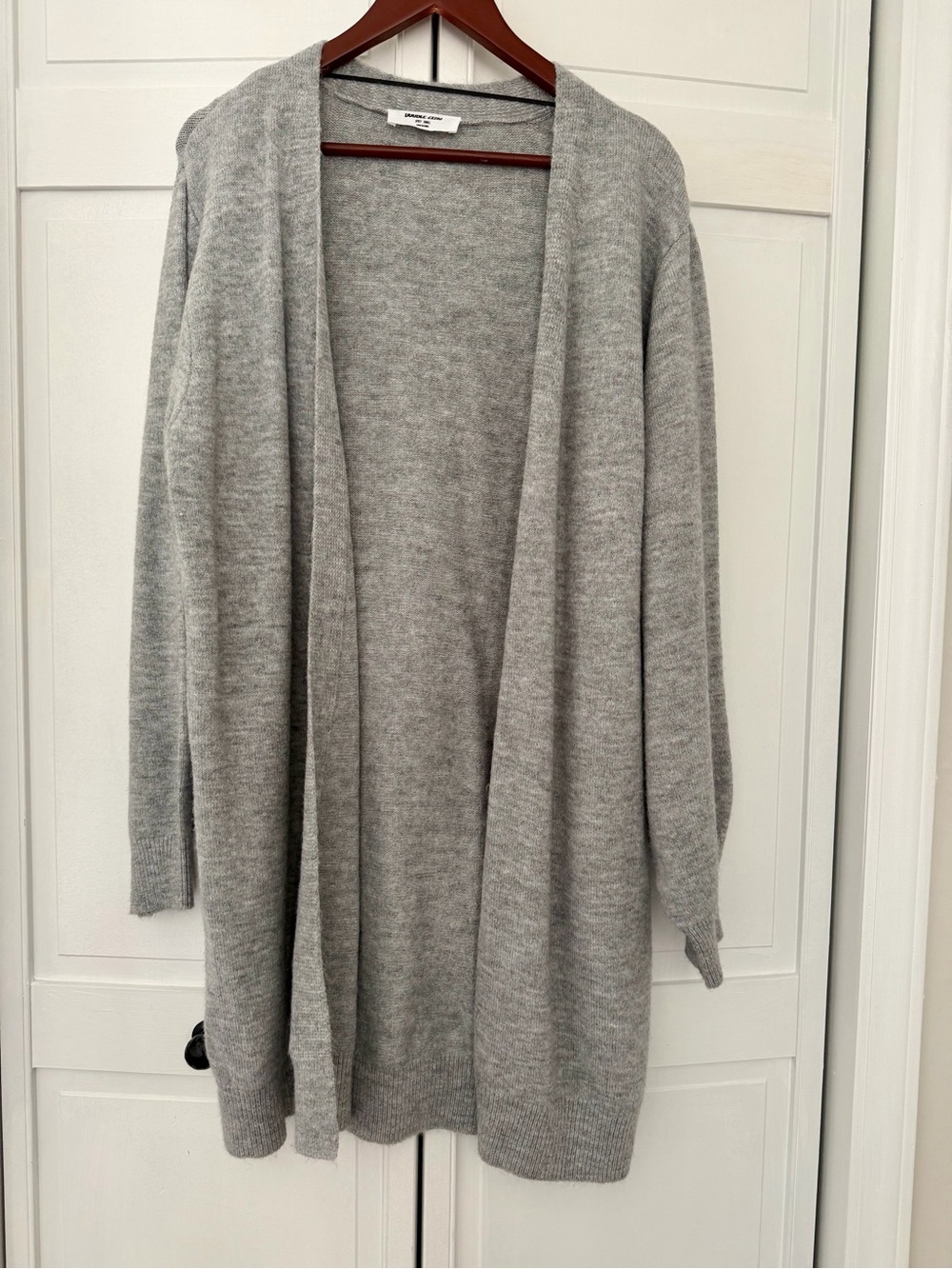 Double Zero Light Gray Open-Front Long Cardigan